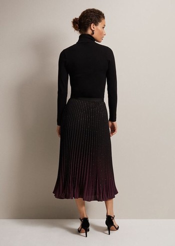 Phase Eight Estella Ombre Pleated Skirts Black/Multicolor Canada | JEQTYI-127